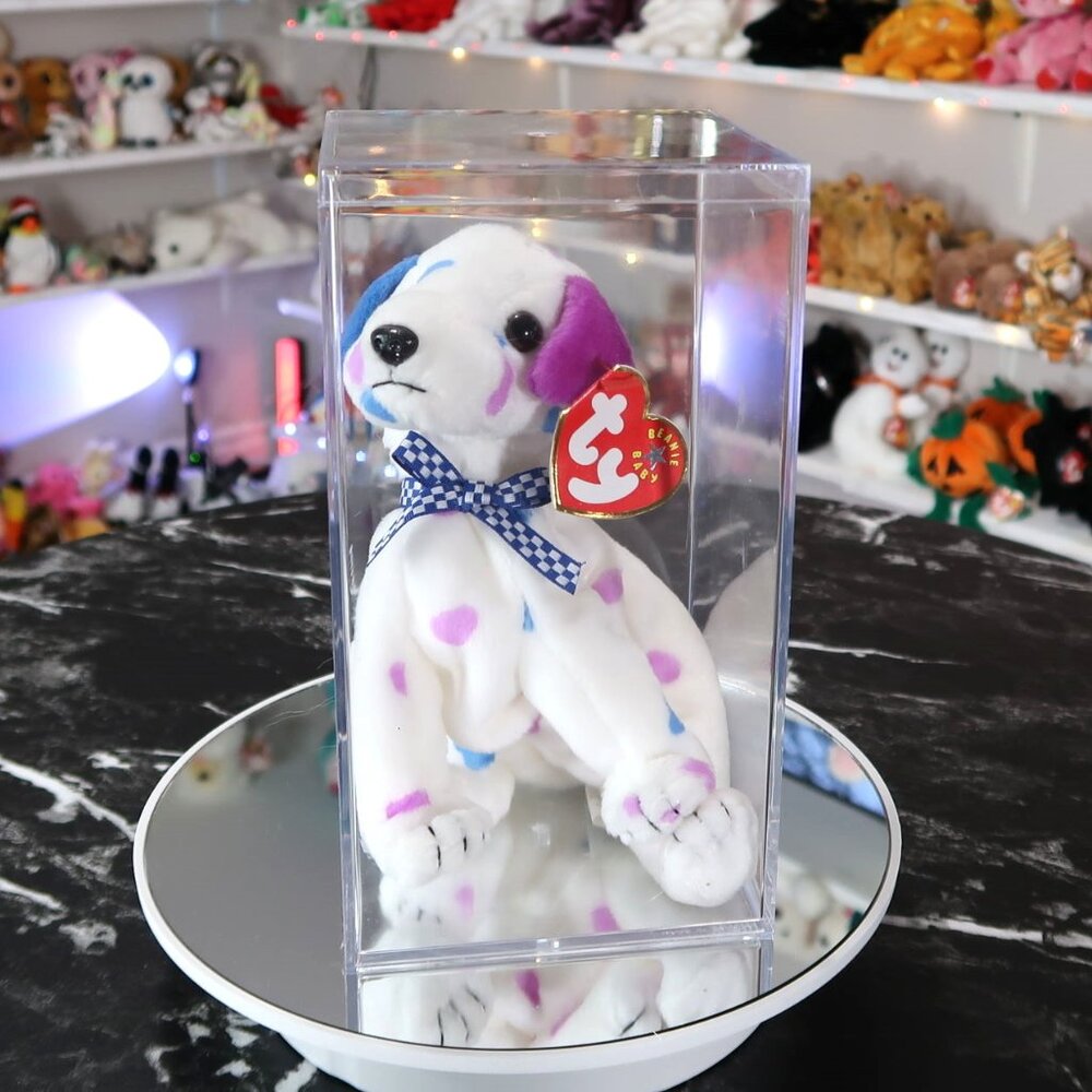 Ty Beanie Baby - Dizzy the Dalmatian (Purple & Blue Spots,‎ Purple & Blue Ears)